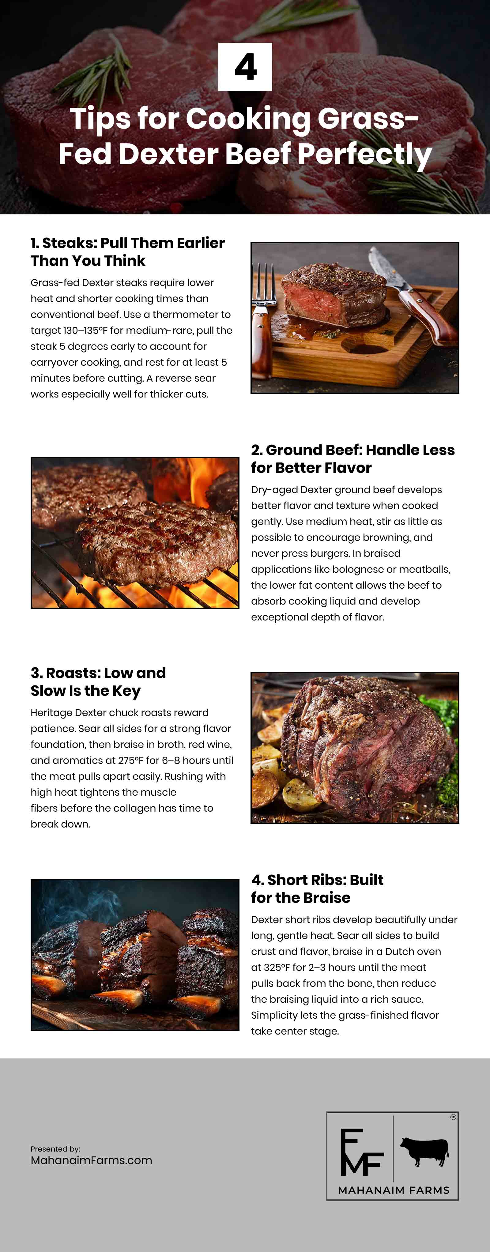 4 Tips for Cooking Grass-Fed Dexter Beef Perfectly Infographic 4 Tips for Cooking Grass-Fed Dexter Beef Perfectly Infographic
